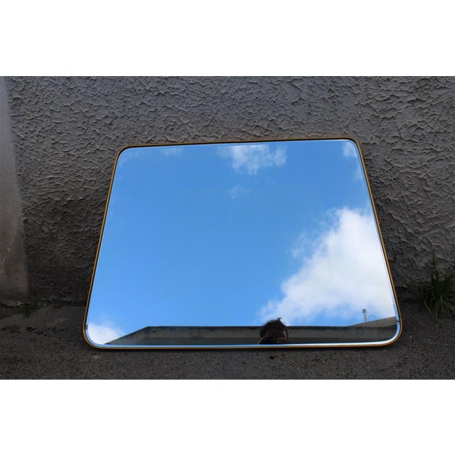 Metal Italian Trapezoidal Mirror in Brass, 1950 For Sale - Image 7 of 9