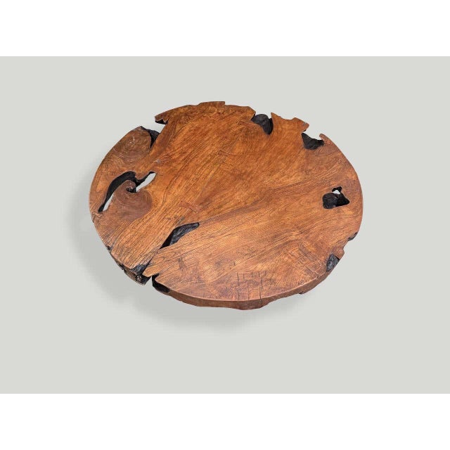 Not Yet Made - Made To Order Andrianna Shamaris Sculptural Organic Modern Teak Wood Round Coffee Table For Sale - Image 5 of 5