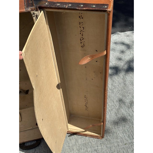 Textile Louis Vuitton Steamer Trunk Orange Vuittonite Canvas Antique Travel Wardrobe For Sale - Image 7 of 9