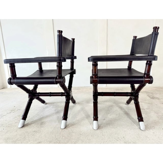 (2) Ralph Lauren Director’s Chairs in Estate Black Leather For Sale - Image 11 of 14