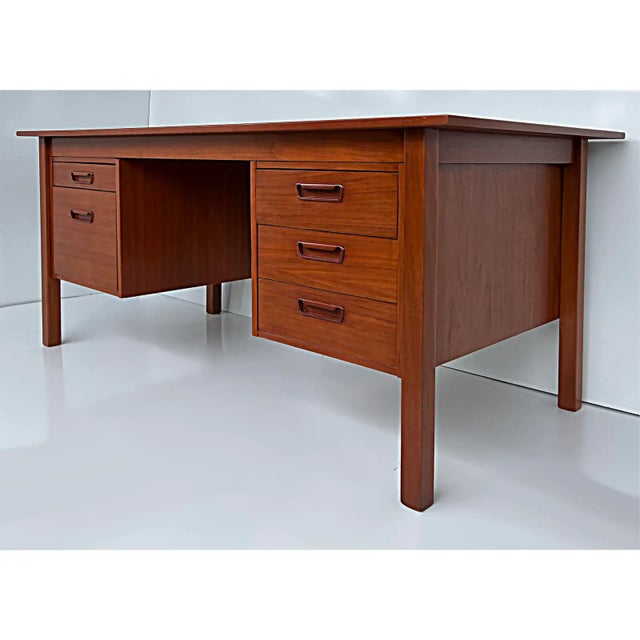 1960s Danish Modern Teak Desk, Severin Hansen Attributed Offered for sale is a newly refinished Danish Modern teak desk...