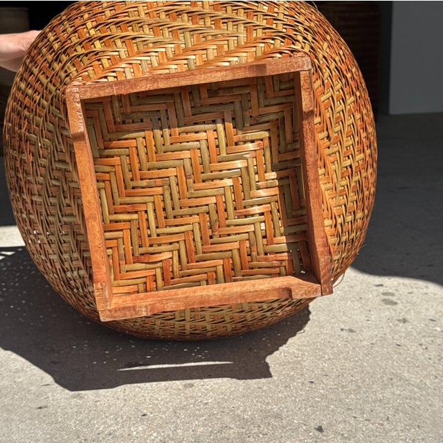 Large Indonesian Oval Wickerwork Basket with Lid For Sale - Image 15 of 18