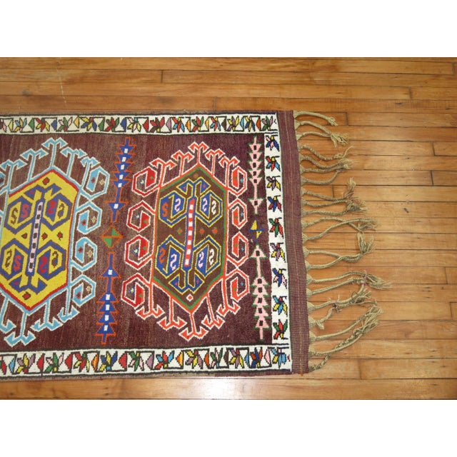 Turkish Anatolian runner from the middle of the 20th century with a design and colors Measures: 3'1 x 10'2''