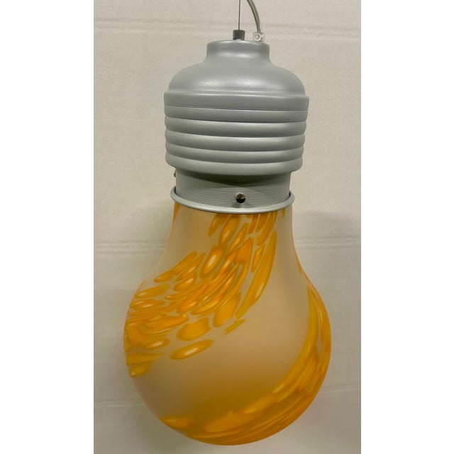 Orange Blown Glass Bulb Pendant Lamp, 1990s For Sale - Image 3 of 7