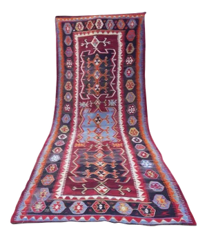 1970s Vintage Turkish Kilim Rug 5'1" X 11'6"