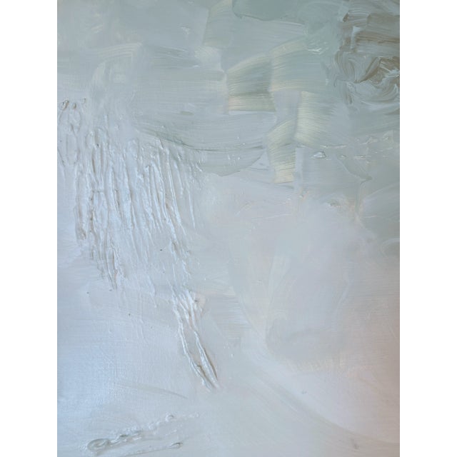 2010s "White Flower" KR Moehr Large Original Abstract Neutral Art Painting For Sale - Image 5 of 7