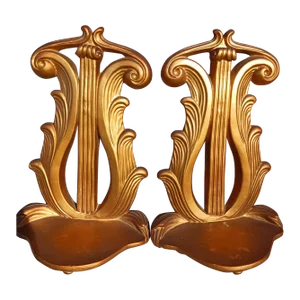 Pair Robust Gold Candle Bracket Shelves, Plaster Midcentury , Rococo Style