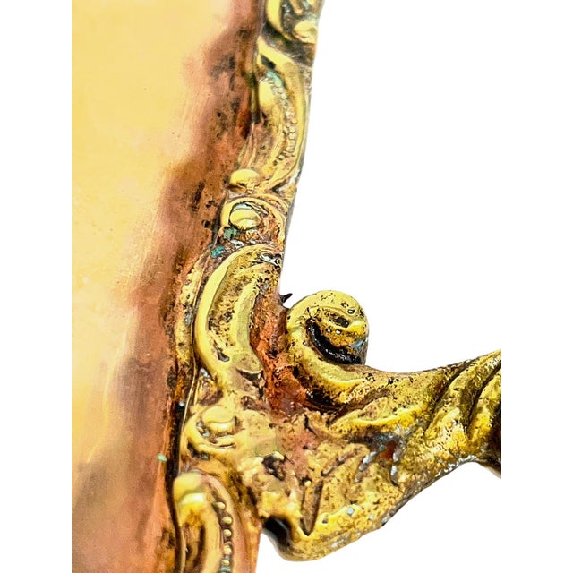 Vintage Brass and Copper Two Handle Serving Cocktail Tray For Sale - Image 14 of 18