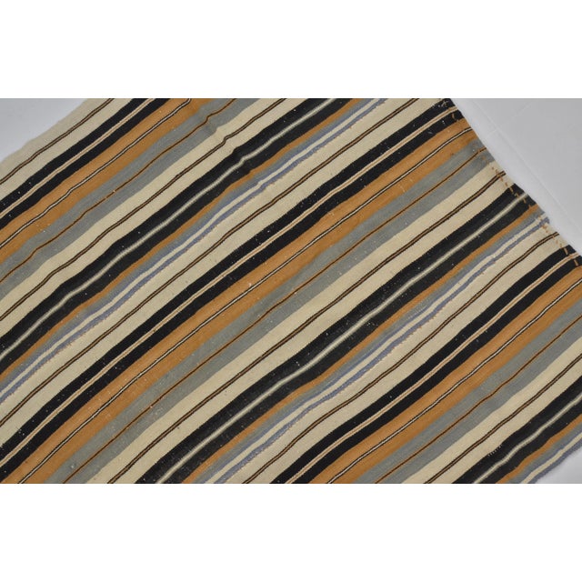 Textile 1960s Striped Deign Organic Wool Modern Kilim For Sale - Image 7 of 11