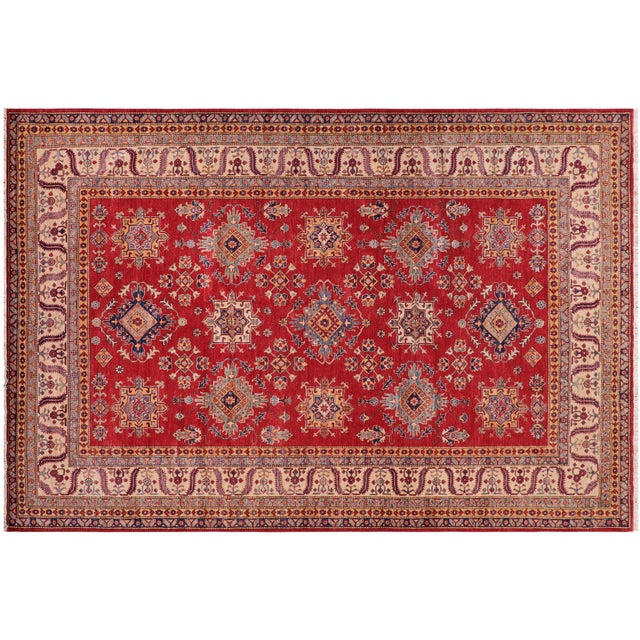Southwestern Super Kazak Red/Beige Wool Rug - 8'5'' X 10'3'' For Sale - Image 9 of 10