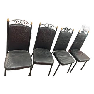 1970s Set of 4 Leather Dining Chairs For Sale