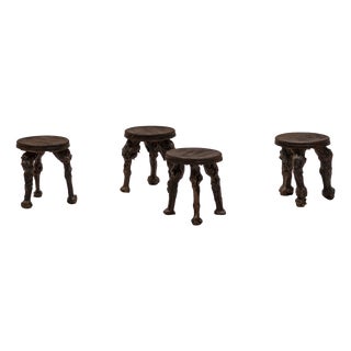 Vintage French Sculptural Stools, 1960s, Set of 4 For Sale
