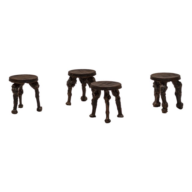 Vintage French Sculptural Stools, 1960s, Set of 4 For Sale