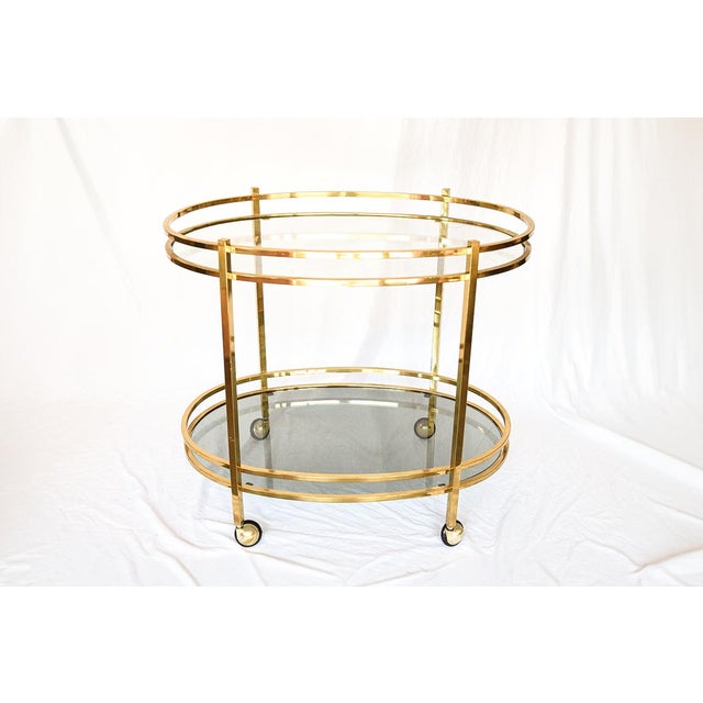 Mid-Century Modern Italian Mid Century Oval Bar Cart For Sale - Image 3 of 3