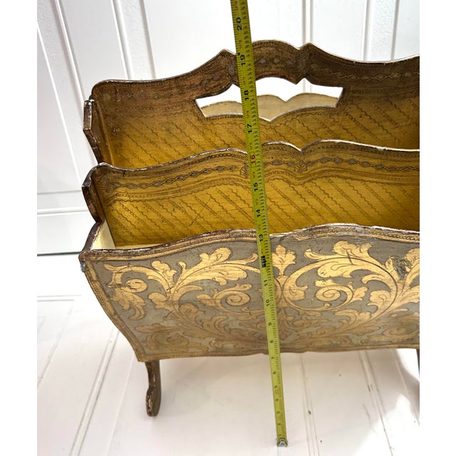 Vintage Italian Golden Florentine Magazine Rack For Sale - Image 4 of 12