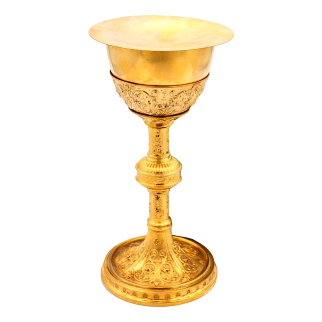 Chalice with Gilded Silver Paten with Reliefs For Sale