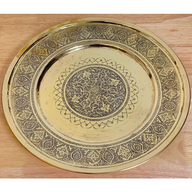 6 Late 19th-Century Anglo-Indian Engraved Brass Charger Plates India, C. 1880s For Sale In West Palm - Image 6 of 10