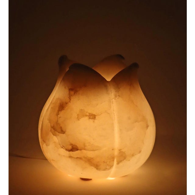 Alabaster Scent Lamp in a shape of a Lotus Flower, Italy, 1980s For Sale - Image 12 of 14