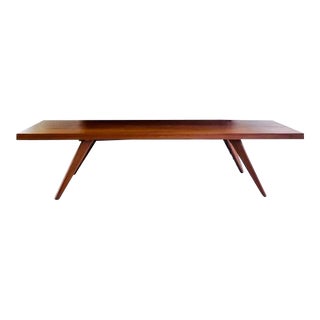 1960s Vintage Scandinavian Wood Bench With Tapered Legs For Sale