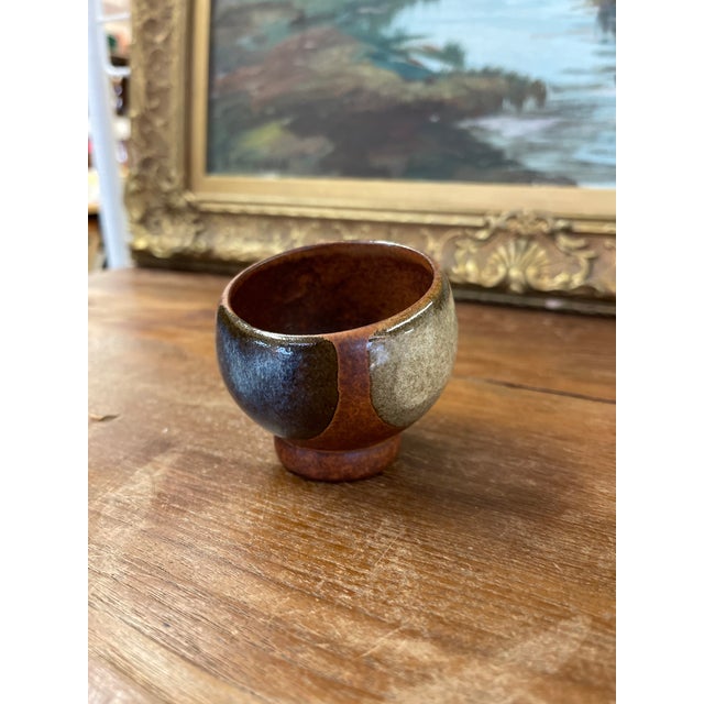 Vintage Mid Century Modern Studio Pottery Bowl With Earth Tone Glaze For Sale - Image 4 of 10