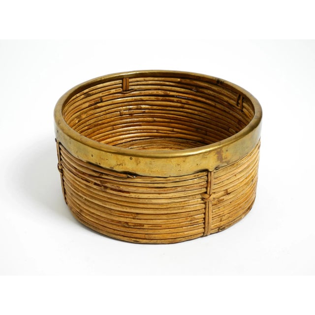 Mid-Century Modern Italian Bamboo Bowls with Brass Rims, 1960s, Set of 2 For Sale - Image 14 of 17