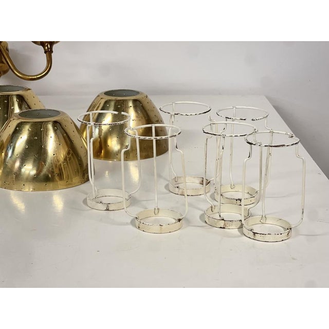 Gold T 526 Chandelier in Brass and Wood Markaryd by Hans-Agne Jakobsson for Hans-Agne Jakobsson Ab Markaryd, 1960s For Sale - Image 8 of 12