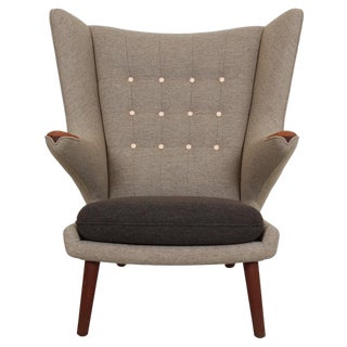Papa Bear Chair in Grey Hallingdal Fabric by Hans Wegner, 1980s For Sale