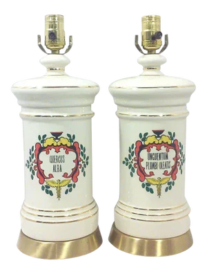 Vintage Ceramic Apothecary Table Lamps-A Pair