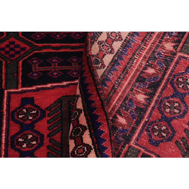 1970s Vintage Hand-Knotted Wool Runner Rug – 3.10 X 8.3 Red Tribal For Sale - Image 5 of 8