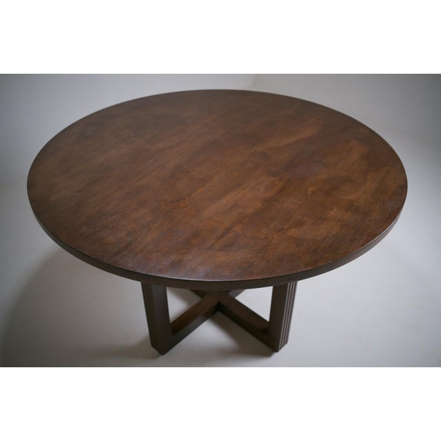 Wood French Modern Round Dining Table, 1950 For Sale - Image 7 of 18