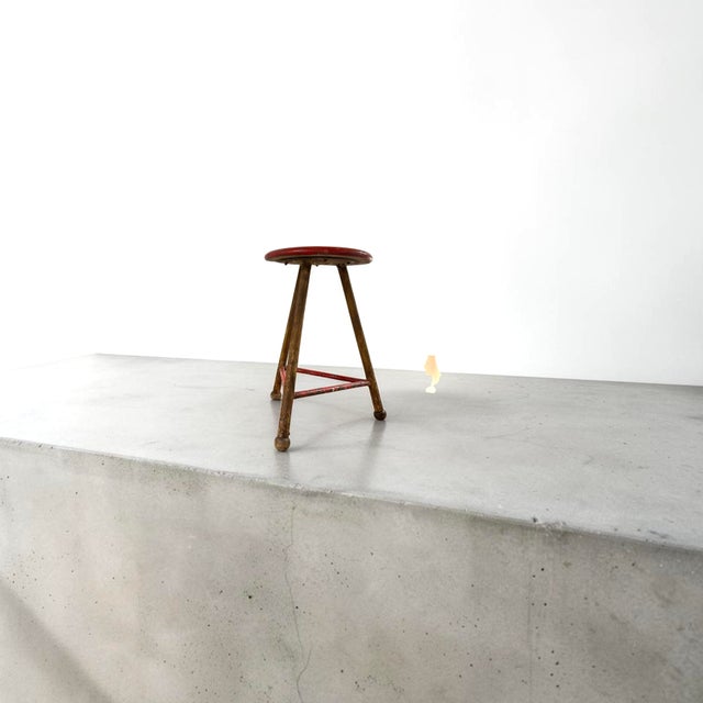 Robert Wagner Early 20th Century Brutalist Workshop Stool in Steel and Wood, Germany For Sale - Image 4 of 8