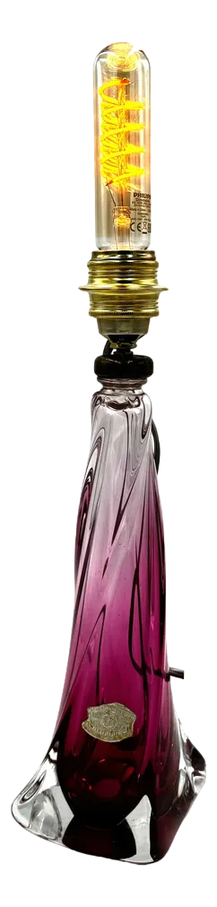 Purple Table Lamp from Val Saint Lambert