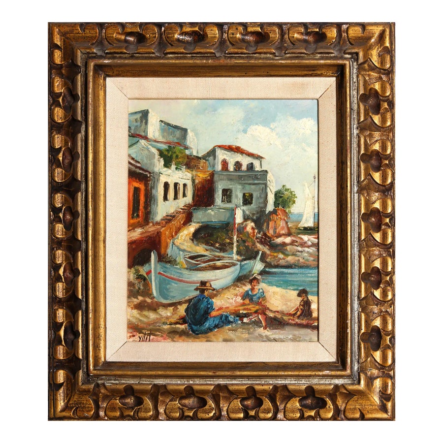 By the Water, Unknown Artist Oil on Canvas, Signed Bottom