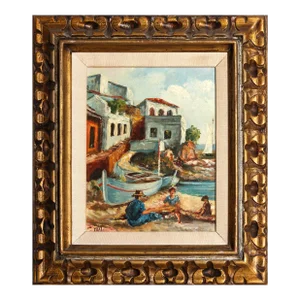 By the Water, Unknown Artist Oil on Canvas, Signed Bottom Left