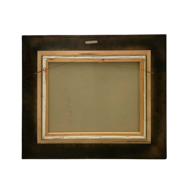 Late 20th Century Realist Farmhouse Oil Painting, Countryside Farm Animals, Framed, 42.5"w For Sale - Image 9 of 9