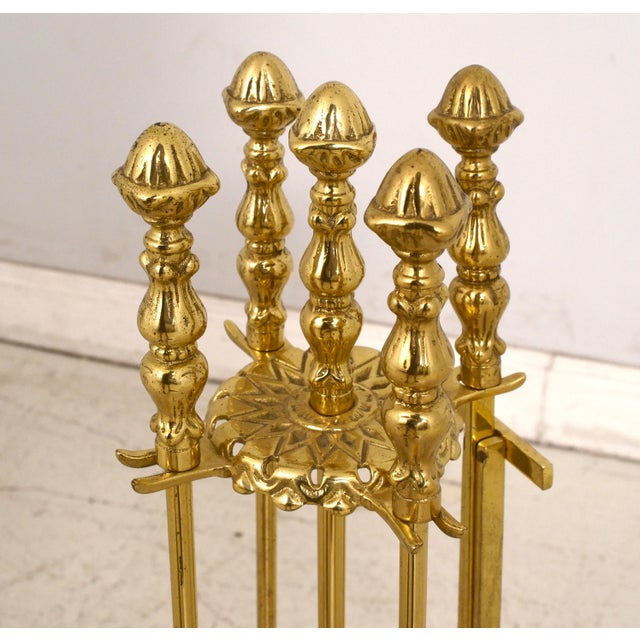 Traditional Solid Brass 5 Piece Tool Set For Sale - Image 3 of 12
