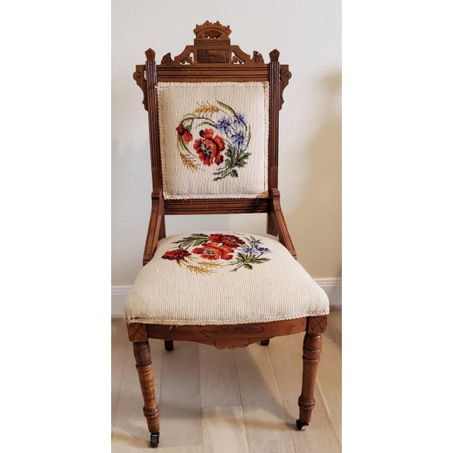 Victorian Eastlake Walnut Side Parlor Chair Chairish