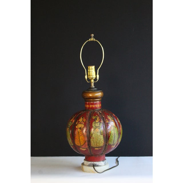 Early 20th Century Bombay Style Hand Decorated Lamp For Sale - Image 9 of 10