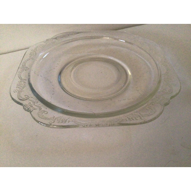 5.75” diameter. Beautiful lacy etched scrolls with draped and dotted half-circles in the well. Excellent condition. No...