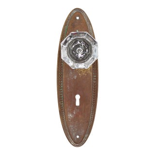 Traditional Octagon Glass Beaded Brass Dummy Door Knob Set For Sale