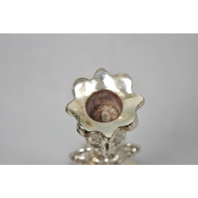 Antique Silver Plated Warsaw Imperial Russia 12" Candlestick Holders - A Pair For Sale - Image 12 of 16