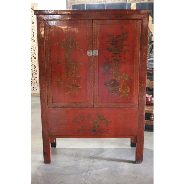 19th Century Chinese Red Gold Cabinet For Sale - Image 11 of 11
