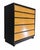A striking vintage dresser by Kroehler, featuring a clean mid-century modern profile with a bold black outer case and warm...