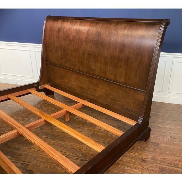 Leighton Hall Furniture Traditional King Size Mahogany Sleigh Bed by Leighton Hall - Showroom Sample For Sale - Image 4 of 11
