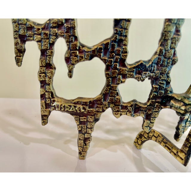 Mid Century Brutalist Brass Menorah For Sale - Image 10 of 12