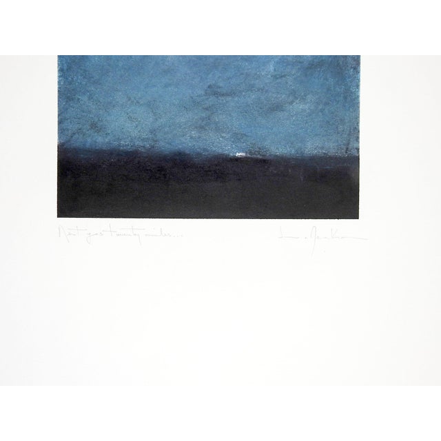 Abstract monoprint on paper by L. Jackson. Signed, titled Next Gas Twenty Miles in pencil along lower margin. Unframed,...