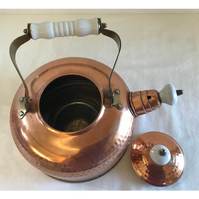 Vintage Hammered Copper Tea Kettle With Ceramic Handle Chairish