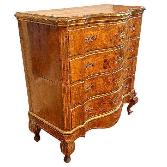 Baroque 18th Century Burl Walnut Four Drawer Commode For Sale - Image 3 of 10