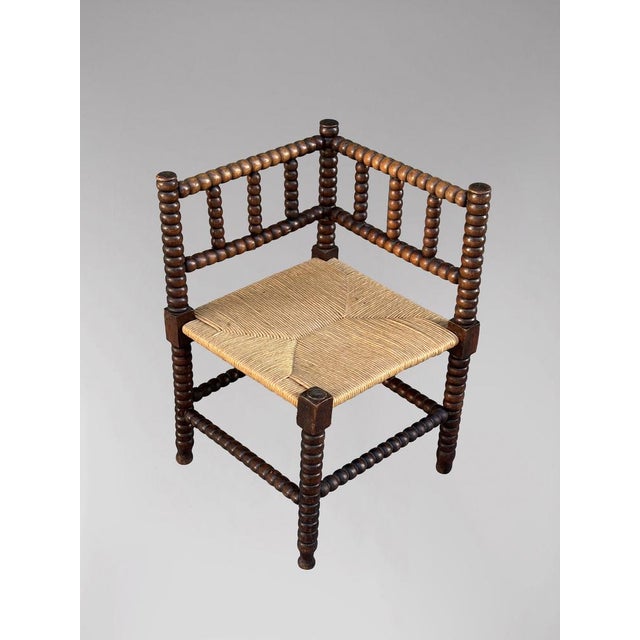 1920s French Oak Bobbin Corner Chair, 1920s For Sale - Image 5 of 7