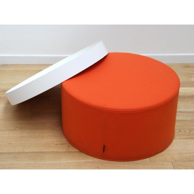 Coffee table Drum pouffe by softline. White tinted wooden tray and color fabric. Removable and removable tray. Height...